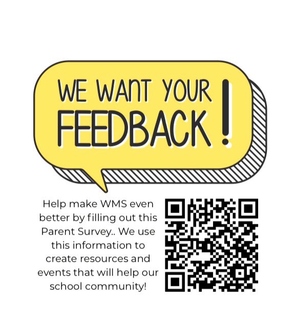 WMSIndians's tweet photo. Hey parents! We need your help! If you have a moment to spare, please fill out this parent survey. 

Help us make WMS better than it already is! 

#WMS #MySchoolMyTribe #ParentSupport https://t.co/8LULDy48zP