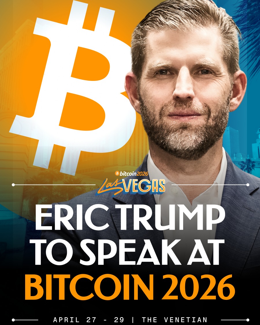 TheBitcoinConf's tweet photo. We're excited to announce Eric Trump as a Bitcoin 2026 Speaker "I've never been more bullish on bitcoin in my life." ✊ Use code: X10 for 10% off