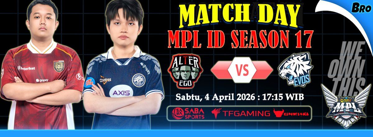 BrotgOne's tweet photo. 🎮 MATCH DAY - MPL ID SEASON 17 🎮
🕹️ Week 2 Day 2
⚔️ ALTER EGO vs EVOS ⚔️ 
Sabtu, 4 April 2026 17:15 WIB

Siapkan Prediksi, Jemput Kemenanganmu! 🏆

✨ Ayo pasang taruhanmu sekarang juga! ✨
👉 SABA | ESPORTS BULL | TF GAMING 🕹️ 

⚡ Isi Saldo Sekarang, Amankan Profitmu! ⚡ https://t.co/AZMaRo6rRc