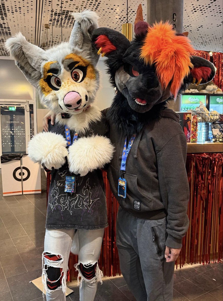 MitzyFluff's tweet photo. happy #FursuitFriday from dog and goat @Azael_Goat https://t.co/1aUDmW6O1v