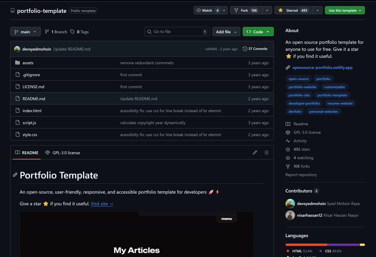 Someone on GitHub created a portfolio template repository.. you can use ...