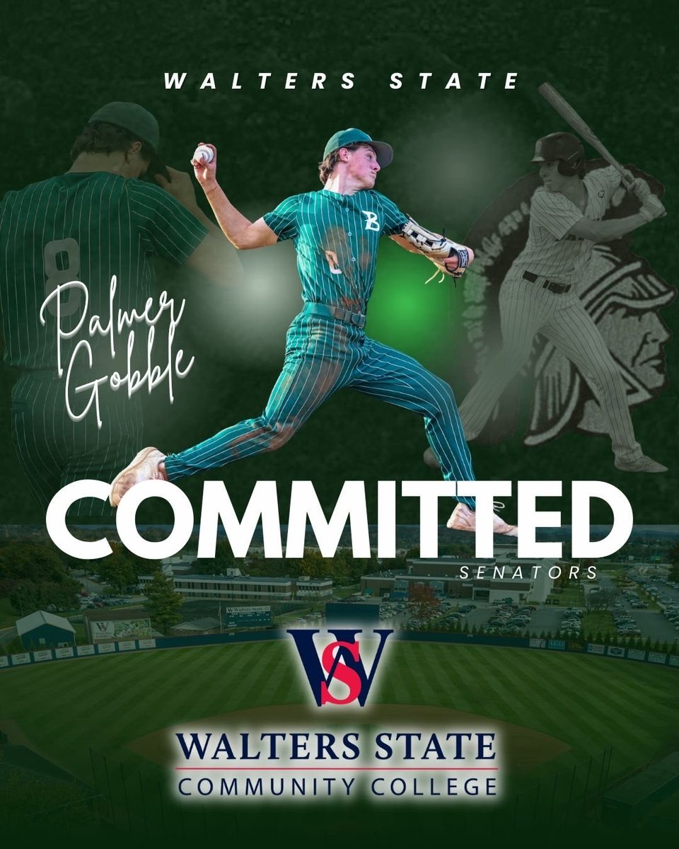 PalmerGobble's tweet photo. I’m beyond blessed and excited to announce my commitment to continue my academic and baseball career at Walters State one of the top JUCO programs nationally! 

I want to thank God for this incredible opportunity, my parents for their endless love and sacrifices, my coaches for pushing me to be better every single day, and my teammates who have become family. None of this would be possible without your support.

I’m ready to get to work, continue working on my craft every single day, and compete at the highest level while representing Walters State with pride. Go Senators! 

#JUCObandit #keepitinthefamily
@LoganHullette2 
@WaltersStSports 
@BattleBaseball1 

@Ryan4VT  thank you for the graphics
