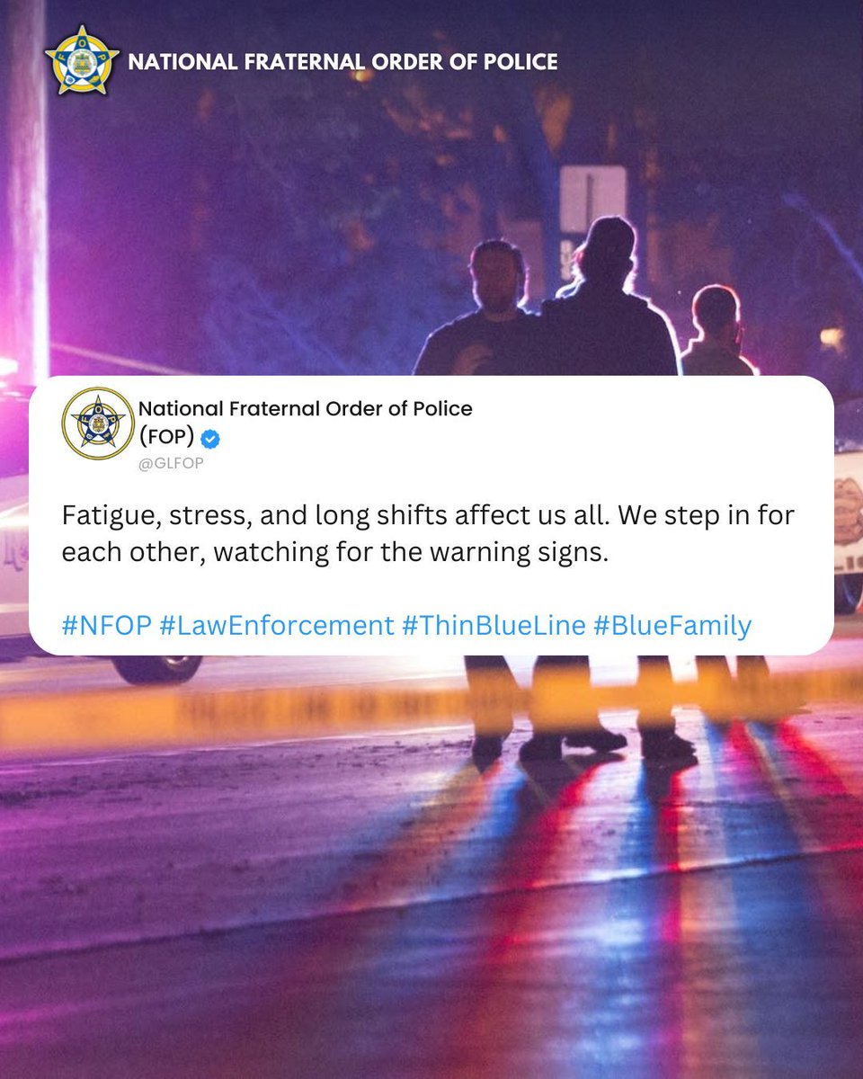 GLFOP's tweet photo. Wellness is operational readiness. Supporting each other keeps the team strong and the mission on track.
#OfficerWellness #MentalHealthMatters #LawEnforcement #FOP #Teamwork https://t.co/u8xWRxbHk6