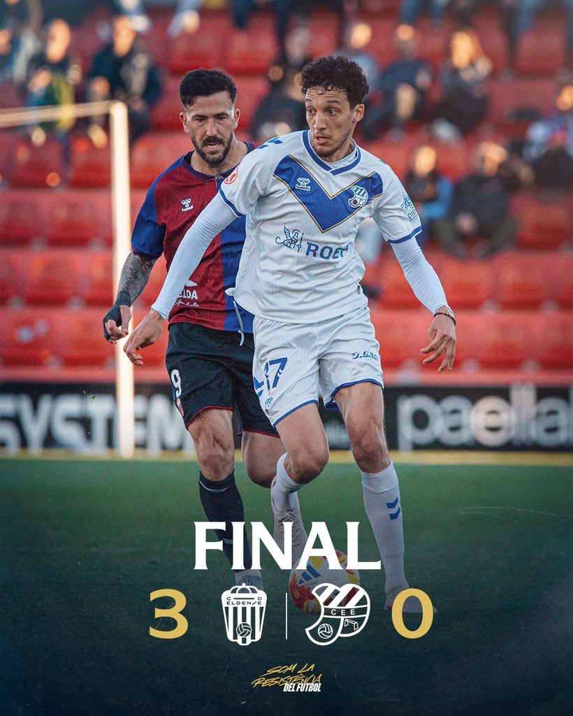 90’ | 🏁 FINAL

Tercera derrota consecutiva contra un rival directe. 

Eldense 3 - 0 Europa

#EldenseEuropa #1RFEF #PrimeraFederación #futbolcat