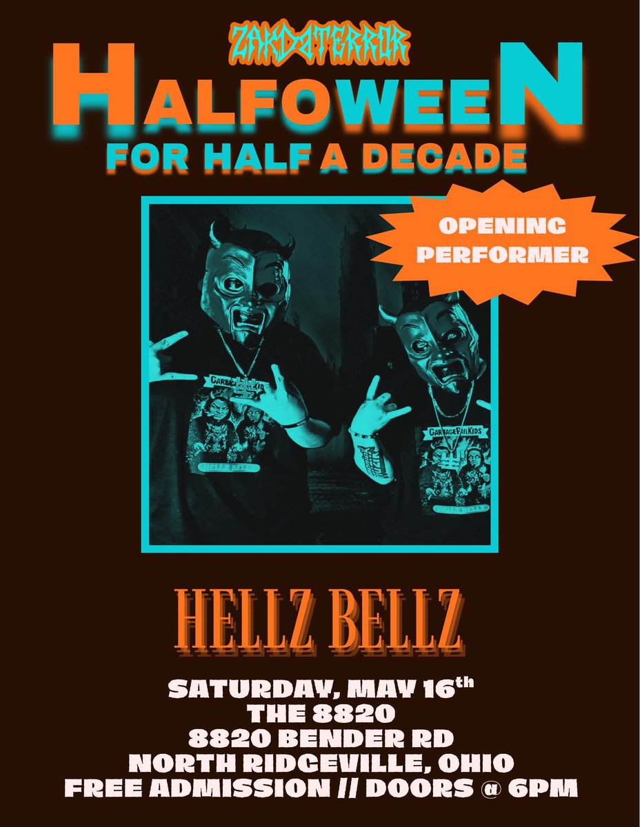 SiKeSiCk's tweet image. Halfoween just turned into Hell… 😈

Hellz Bellz hitting the stage May 16th for
Halfoween for Half a Decade @ The 8820

The Father. The Son. The Unholy legacy. #hellzbellz #horrorcore #livehiphop #undergroundrap #concertseason