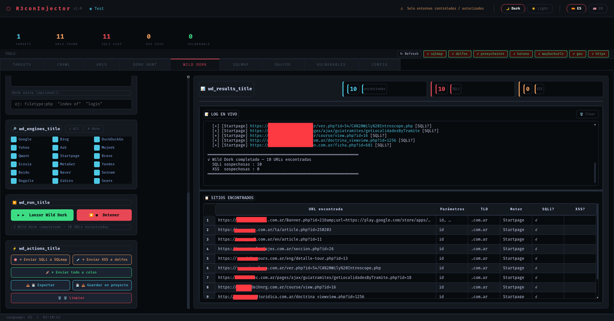 _JuniorHer's tweet photo. R3conInjector combines powerful  reconnaissance capabilities with automated vulnerability scanning in an  intuitive, modern interface. URL: https://t.co/Q8IVujsC3d. If you can donate to the project, that's great, supporting the youth community. #hacking #web #SQL #XSS #Pentesting https://t.co/oteLZqd7yO