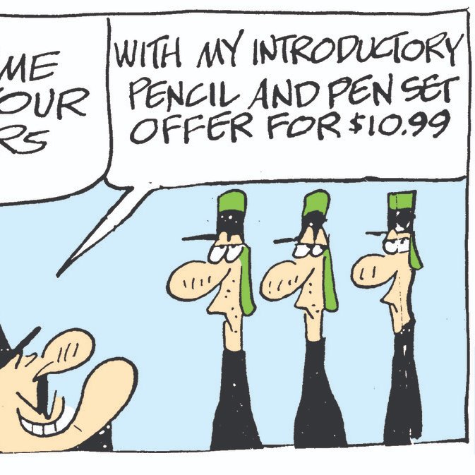 DalePederson's tweet photo. #FridayVibe in #today's #comics there are two that address #dangerous #military #operations. First, in "Bizarro" by Wayno & Piraro the #General #warns the troops. Second, in "Crock" by Bill Rechin the #Commandant #offers a deal on #writing a #final #goodbye to #family at #home. https://t.co/YNVF0iT1Dq