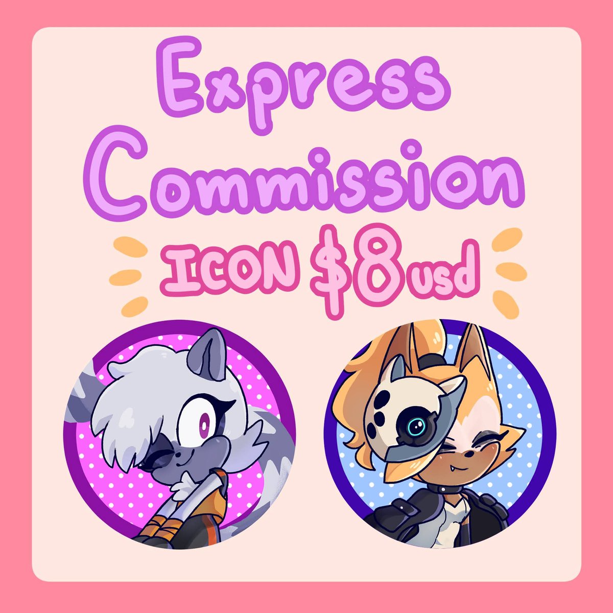Hi, I'm opening these two due to some stuff happening the 💮

It takes 1 to 2 days to deliver and I've got 5 slots for icon and 4 slots for chibi ✨