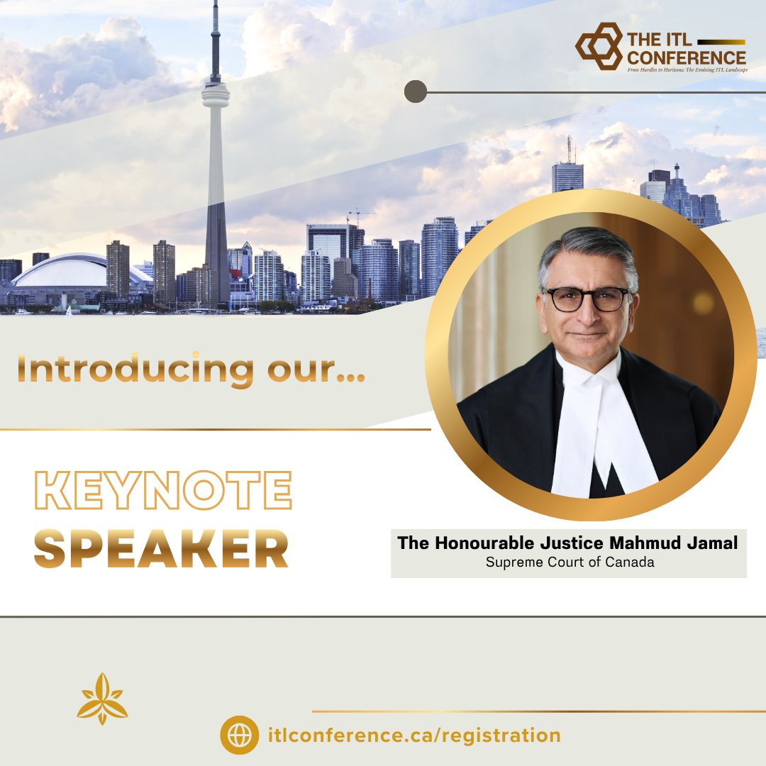 itlnca's tweet photo. Introducing our Keynote Speaker, the Honourable Mister Justice Mahmud Jamal of the SCC. We are thrilled to welcome the Justice to our conference and community of internationally trained lawyers.

#itlc2026 #itlconference2026 #lawyerconference https://t.co/MqAXIt4zTc https://t.co/P72VlkYwy0