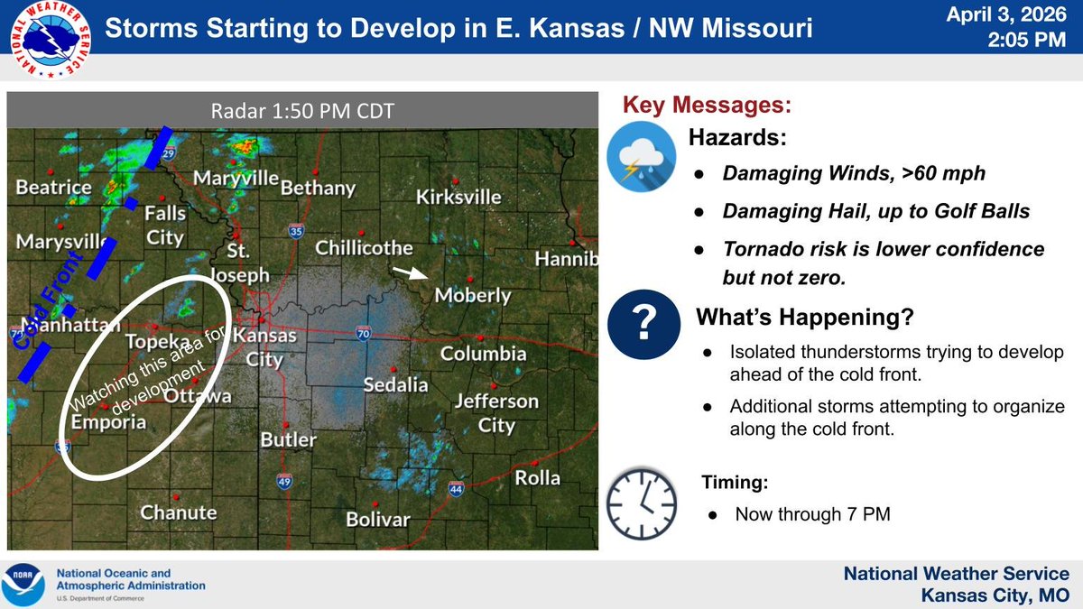 Isolated thunderstorms are trying to develop ahead of the cold front in ...