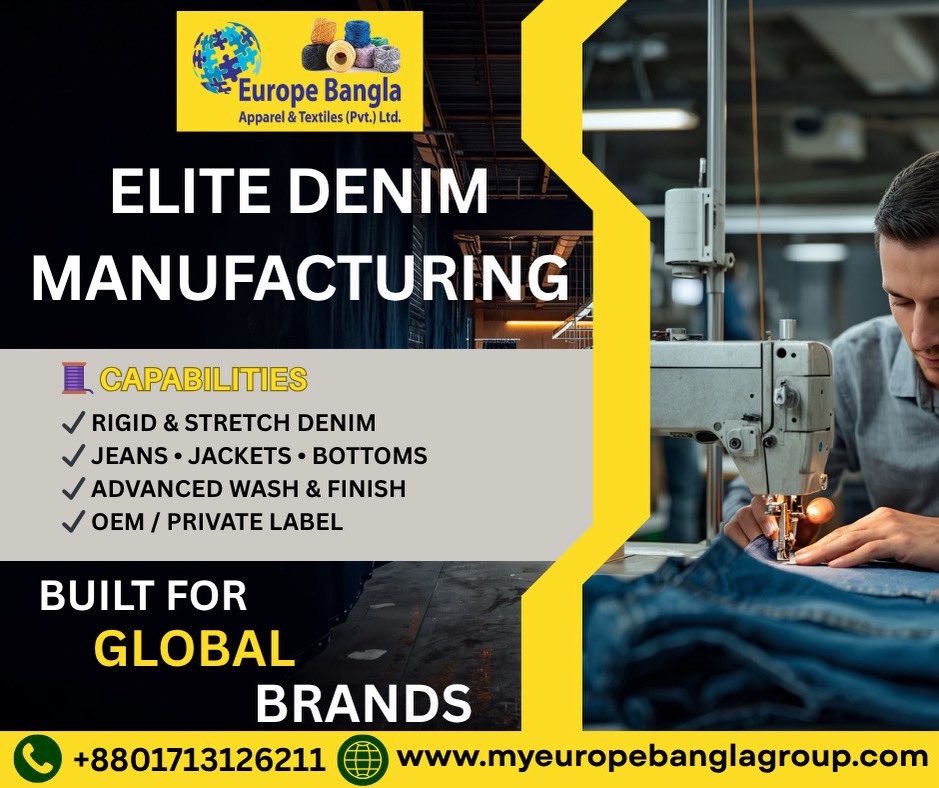 EuropeBangla's tweet image. 👖🌍 Premium Denim Manufacturing for Global Brands
OEM • Private Label • Export Quality

📞 +8801713126211
🌐 myeuropebanglagroup.com
💬 WhatsApp: wa.me/message/PXEDZZ…

#Denim #Apparel #GlobalSourcing #MadeInBangladesh