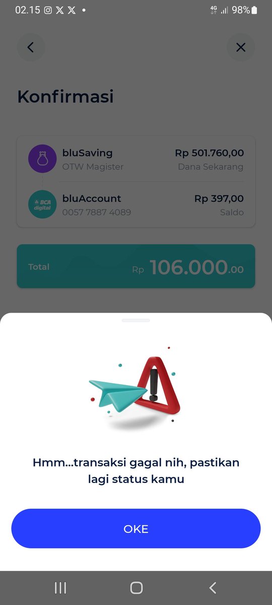 galaxeaj's tweet photo. @blubybcadigital kenapa ya pas mindahin dana kok gagal? https://t.co/1a9drqdW6Q