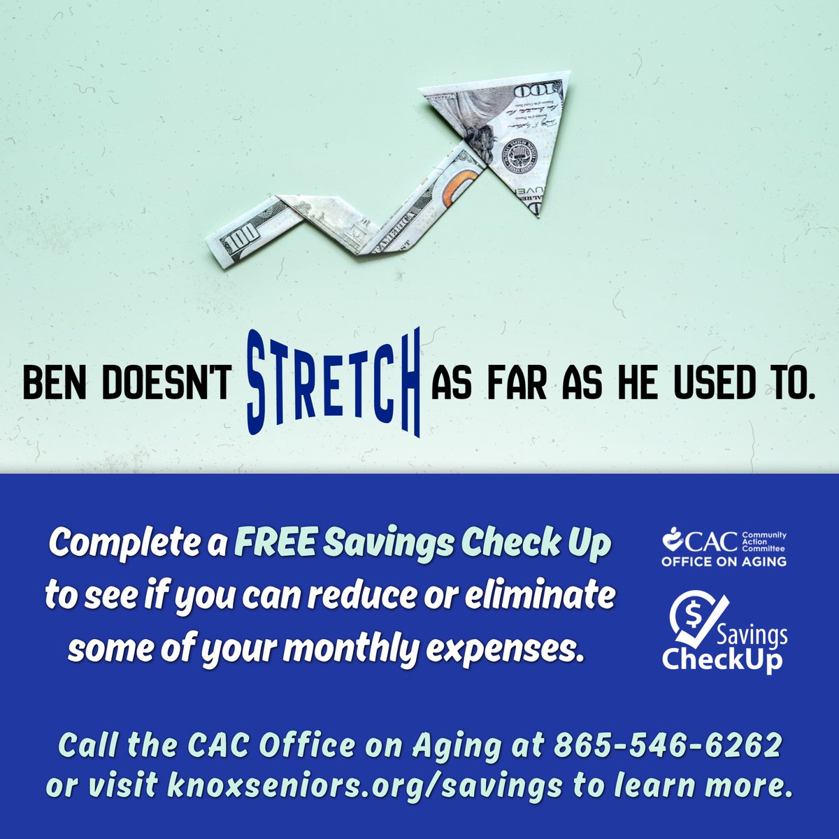 KnoxOOA's tweet image. If you're age 60 or older and you haven't completed a #SavingsCheckUp, then give us a call! You may be missing out on #money-saving #benefits that will help lower your monthly #expenses on things like #utilities, #food, and #medicine. Learn more at knoxseniors.org/savings. #Knox