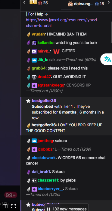 Subchat Message Index chat is still mad and still in subchat after jynxzi eliminated ...