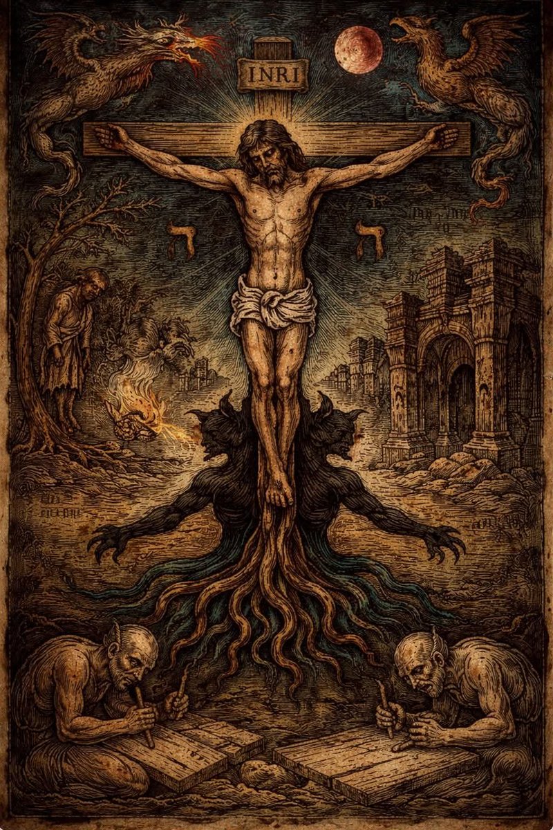 Quien necesita ser salvado ya está sometido. 
Piden luz, y no saben cómo sostenerla.
El descenso no es viaje al inframundo: es disolución de identidad
#semanasanta #pascua #ocultismo