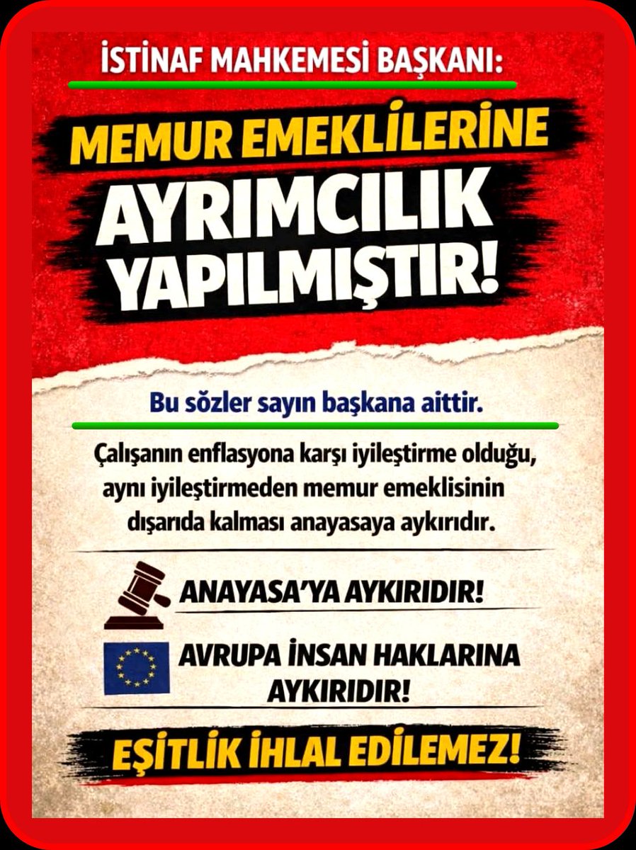 Hakka_Taraftar's tweet photo. Anayasa mahkemesinden olumlu bir karar çıkmaz ise eğer;
👉Henüz emekli olmamış memurlar emekli olduklarında, bu günün değeri ile 22 bin TL olan maddi kayıplarının farkına varacaklardır.🔥
#EmekliMemur
#MemurEmeklisineAdalet 
#BirinciDereceye3600
@_aliyalcin_ @KESKHaberSen https://t.co/6dcbzr1fbv