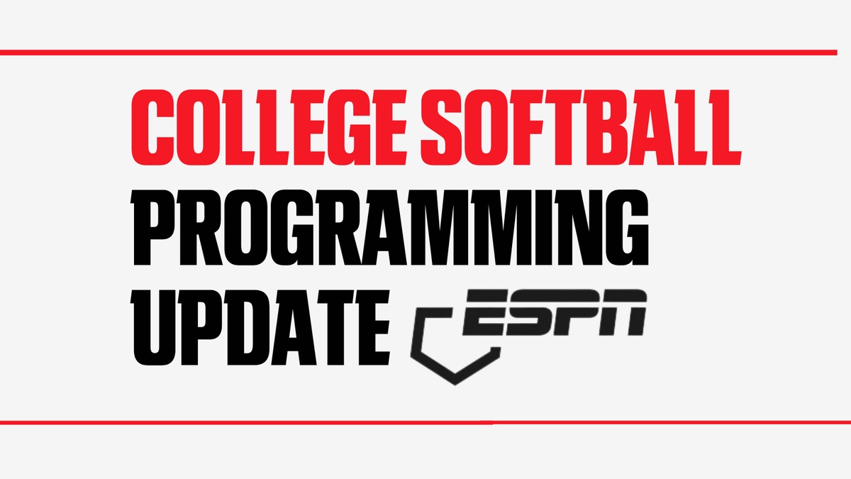 ESPNPR's tweet image. #NCAASoftball Programming Update: Due to projected inclement weather, the following games have been adjusted on Sat:

🥎 No. 1 @TexasSoftball-No. 5 @AlabamaSB will now be played at 1:30p ET | @SECNetwork
🥎 @GamecockSoftbll-No. 8 @Vol_Softball will shift back to 6p ET | ESPN