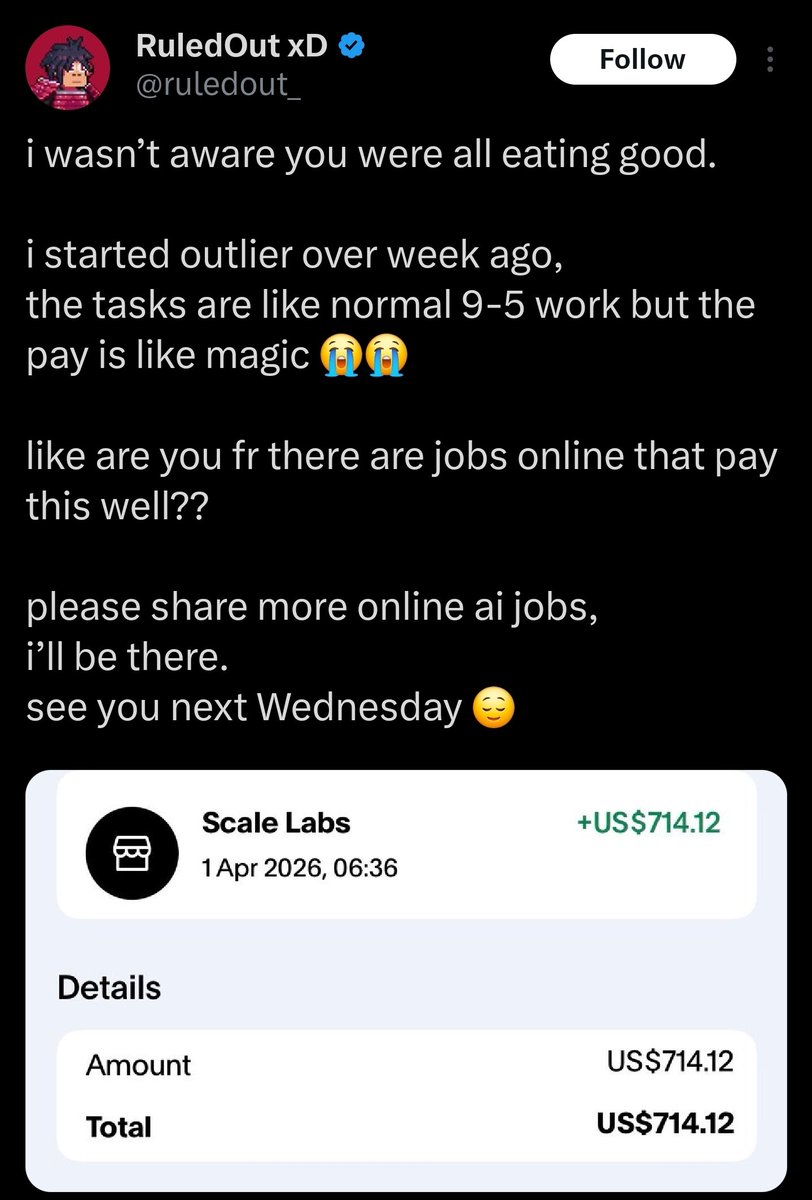 someone made $714 this week just from doing AI tasks on their laptop and you are still applying to jobs that never reply

here are 15 platforms that actually pay. categorized so you know exactly where to start

if you are in the US UK Australia Germany or Canada your payouts will