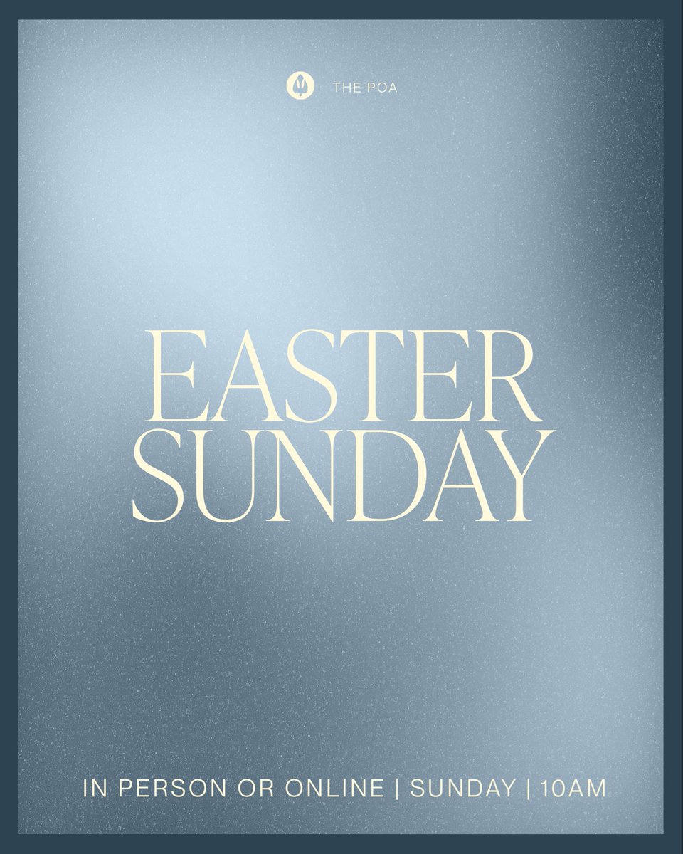 Easter Sunday at the POA!🌷

Join us for a joyful morning of worship as we celebrate our risen Savior! 

We’ll gather on Easter Sunday, April 5th, at 10:00 AM.

Note: There will be no Sunday School on this day.

We hope to see you there! ♥️