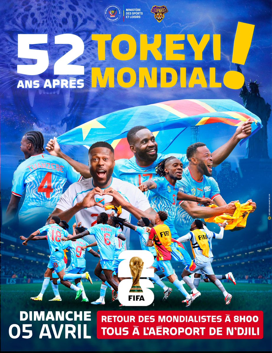 « La force d'une nation réside dans son unité. » 🇨🇩
Soyons tous au rendez-vous ce dimanche à 08h00 à l'aéroport de Ndjili ! Rendons un hommage vibrant à nos Léopards qui ont porté haut nos couleurs. Ensemble, célébrons notre fierté nationale ! 🐆⚽️
<a href="/PatrickMuyaya/">Patrick Muyaya</a> <a href="/Lemotard_x/">𝙇𝙚 𝙢𝙤𝙩𝙖𝙧𝙙</a>