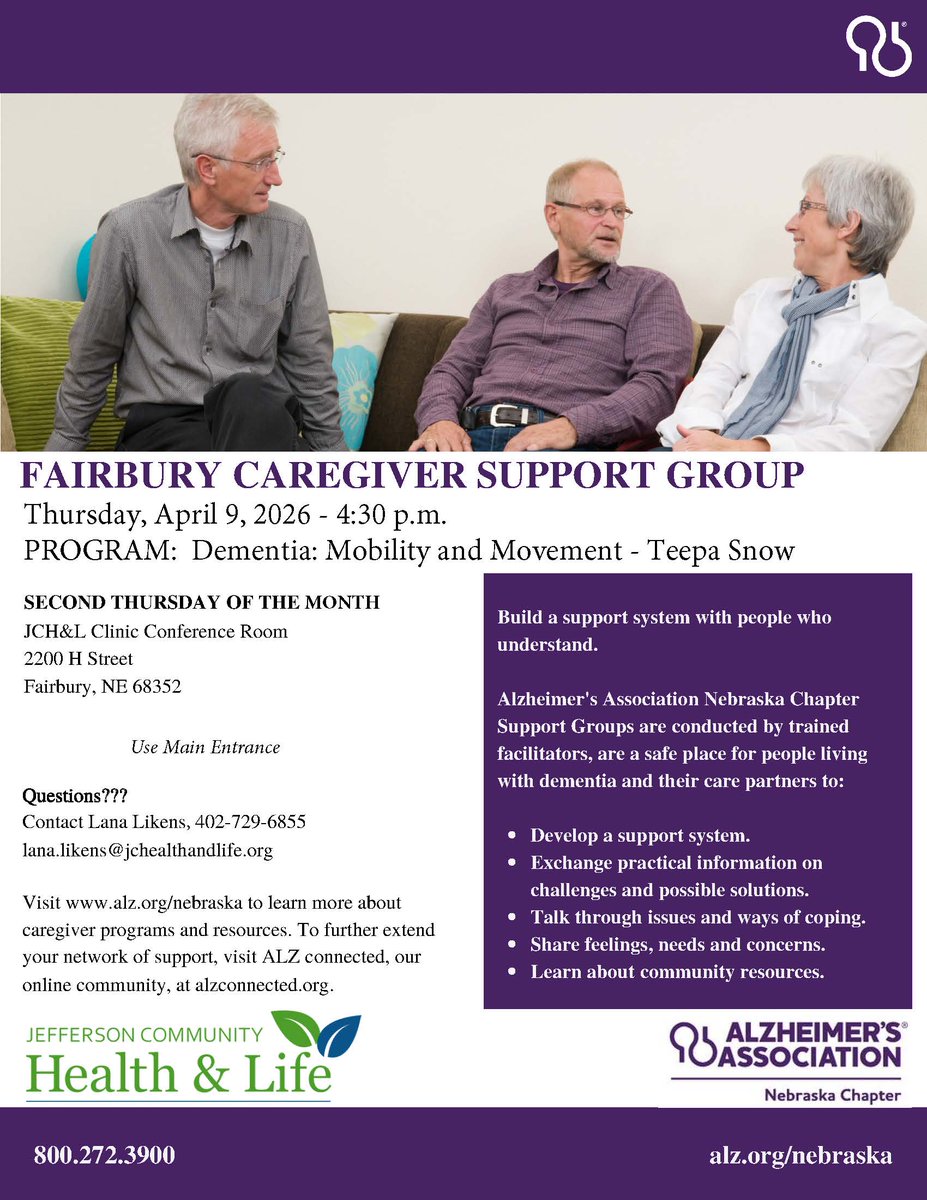 Caring for a loved one with memory loss? You’re not alone. Join our Fairbury Caregiver Support Group for connection, support, and helpful resources. 💜