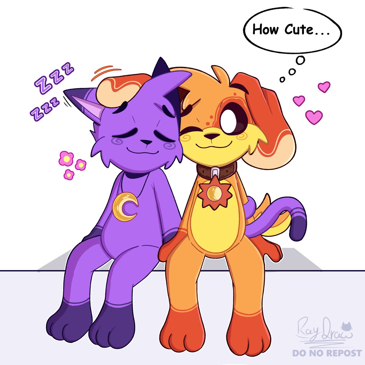 A quick drawing of Daynap 💜🧡✨

// #SmilingCritters #catnap #dogday //