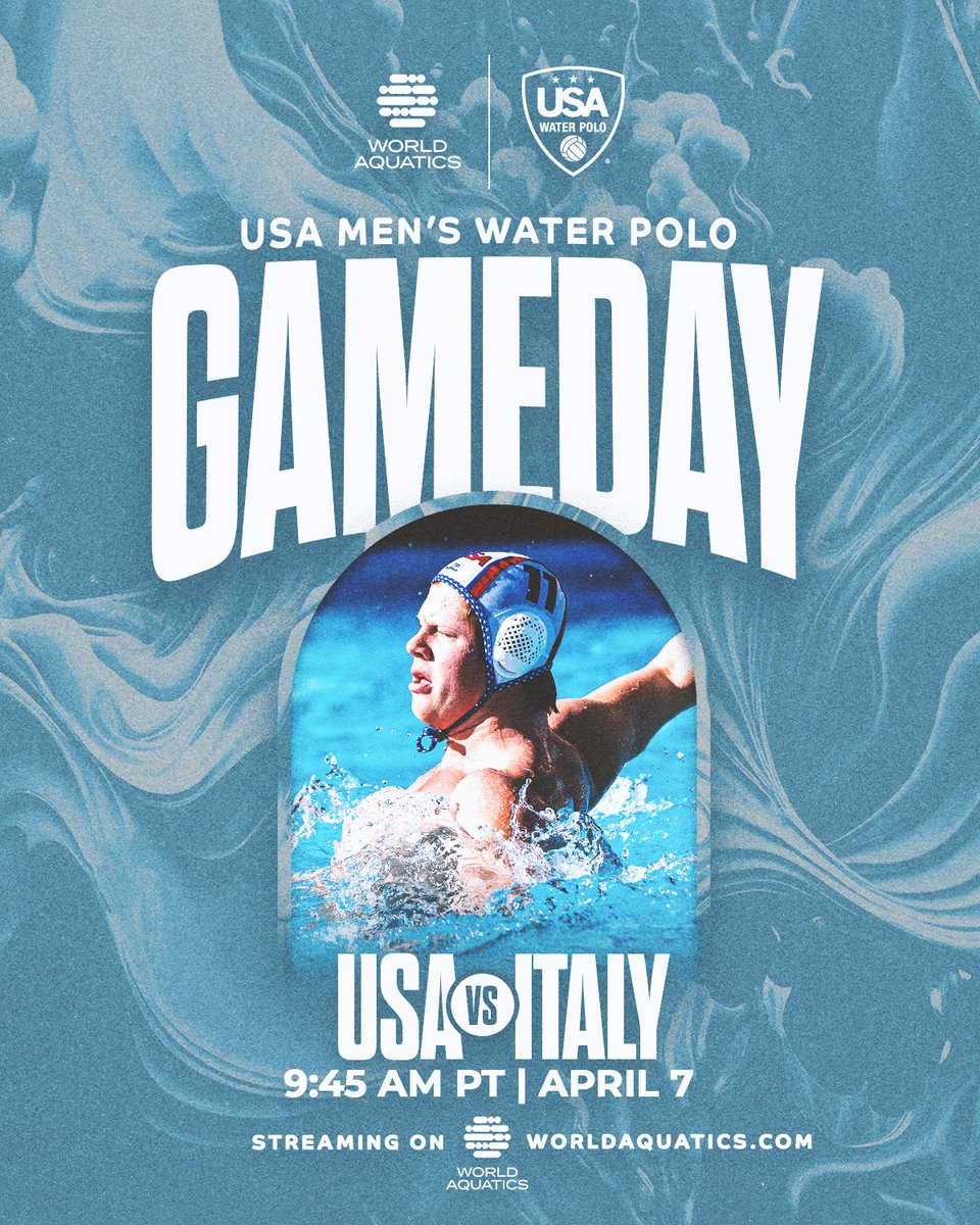 USAWP's tweet image. It's GAMEDAY for the @TeamUSA Men at the 2026 @WorldAquatics World Cup Division 1 Tournament!

USA 🇺🇸 vs Italy 🇮🇹
📍 Alexandroupoli, Greece
⏰ 9:45am pt
💻 worldaquatics.com/where-to-watch…
📈 …cupwp2026.microplustimingservices.com/#/match-detail…

#TeamUSA | #WaterPolo