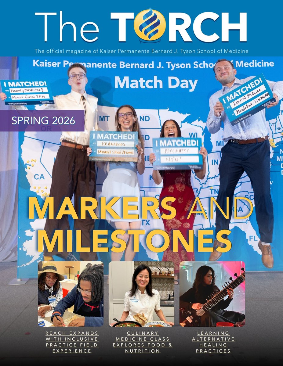 KPMedSchool's tweet photo. The spring issue of KPSOM’s new digital publication, The Torch is out now. This issue includes highlights from Match Day 2026 along with features exploring culinary medicine, cross cultural healing, KPSOM's community impact, and more. 

Read it now: https://t.co/7TjfKAhQx1 https://t.co/LiqK34Irzt