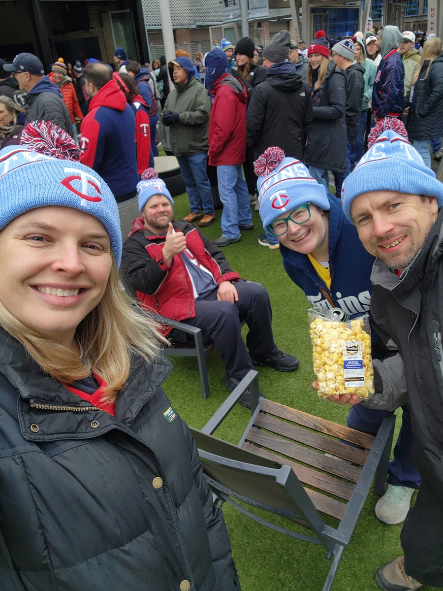 Surviving the 2026 home opener power outage. If you want to find me look for my powder blue beanie 😂😂