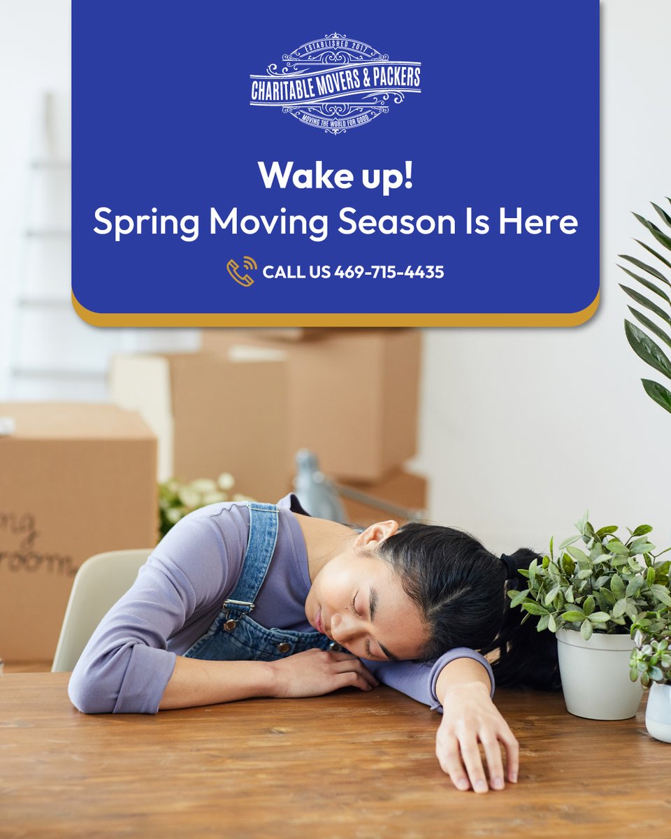 CharitableMove's tweet photo. Spring is a busy moving season due to better weather and active housing markets. Booking #movers early secures your dates and reduces stress. Charitable Movers &amp; Packers offers expert #packing, #moving, cleaning, and storage solutions.

📍 Midlothian, TX
 📞 469-715-4435 https://t.co/MG6Id4jY7V