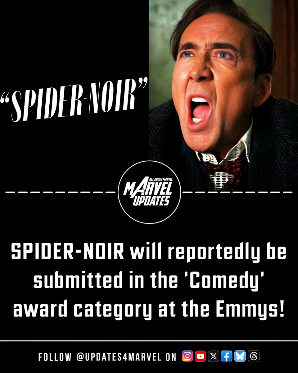 Updates4Marvel's tweet photo. ‘SPIDER-NOIR’ is reportedly set to be submitted in the Comedy category at the Emmys.
#SpiderNoir #Emmys #MarvelTV https://t.co/dZhtIGItY3