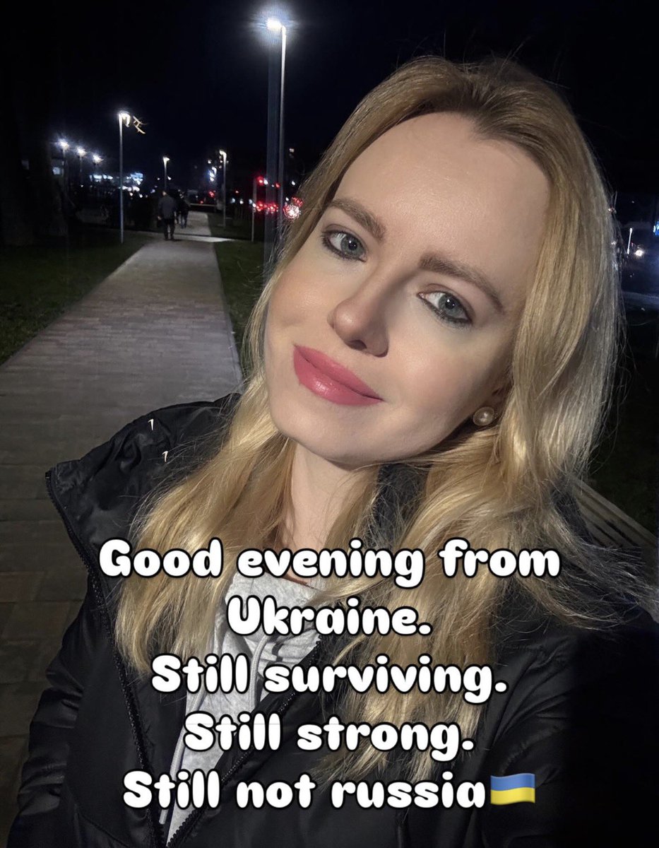 angelshalagina's tweet photo. Good evening from Ukraine.
Still surviving.
Still strong.
Still not russia 🇺🇦 https://t.co/XFYXL47cd6