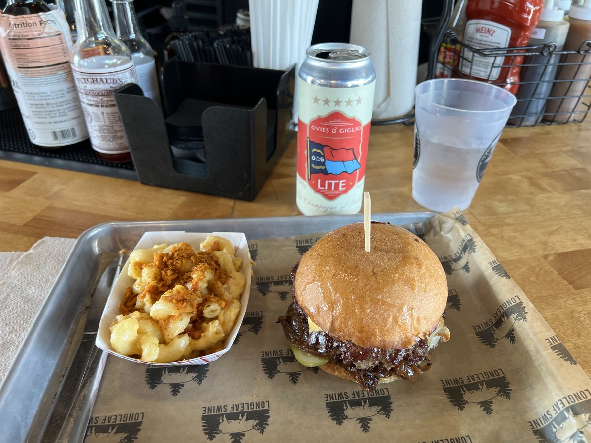 JDMoore9's tweet photo. Supporting corporate champions of the OG Triangle Sports Media on the holiday.. The smash burger at Long Leaf Swine. 🫡⁦@joeovies⁩ ⁦@giglio_OG⁩ https://t.co/aBzSv8UOHL