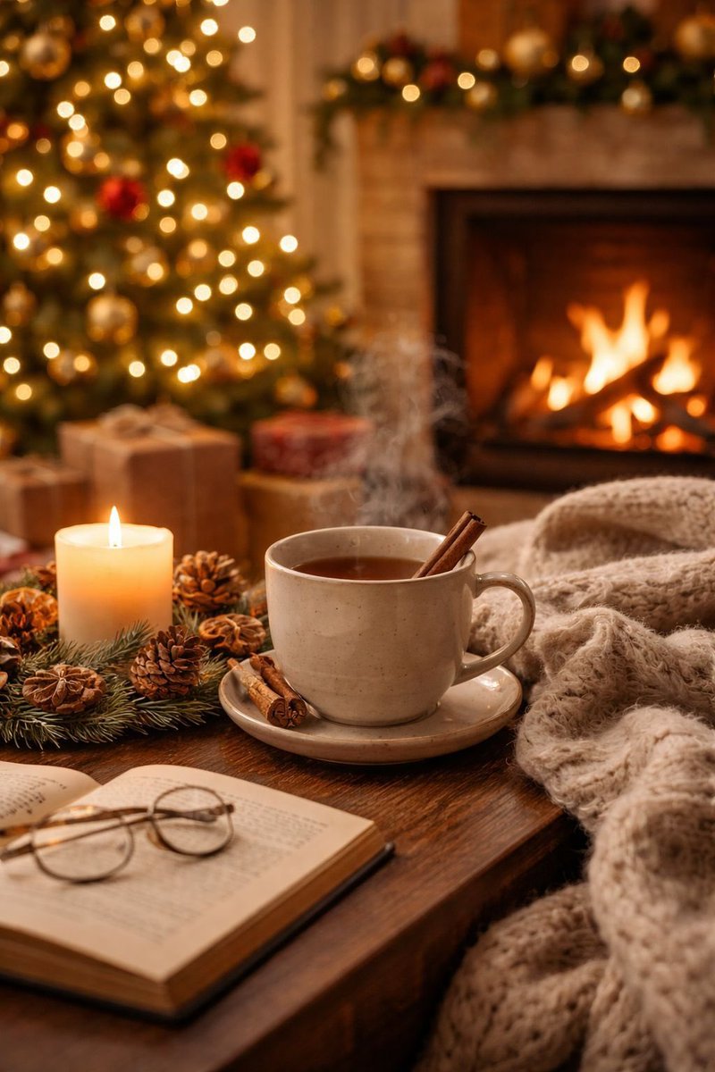 Drinking hot chocolate with my Christmas tree and listening to the fire crackling .
It's the most magical time of the year !