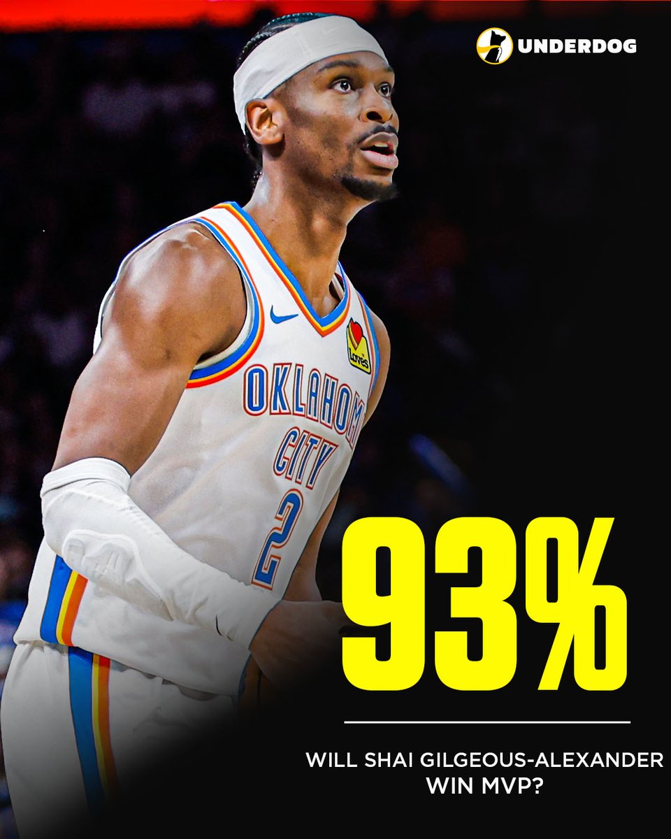Underdog's tweet photo. Shai Gilgeous-Alexander has not missed a shot in the 4th quarter/overtime in over two weeks.

He's averaging 8.6 points on 79.4 TS% when playing in the 4th quarter/OT since March 1st. https://t.co/IcB7S7EEbF