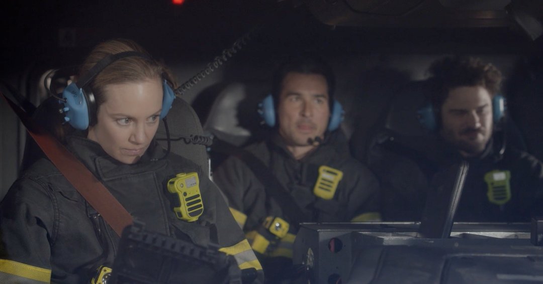 S19Firetrucks's tweet image. S19 6x16 -
4: In this scene of Beckett telling Maya he was happy she was back, we thought Maya was looking at her coworkers, the engine gauges, and the reports from dispatch.
But now we are wondering if Director Danielle was actually sneaking a peek at the monitors. #Station19