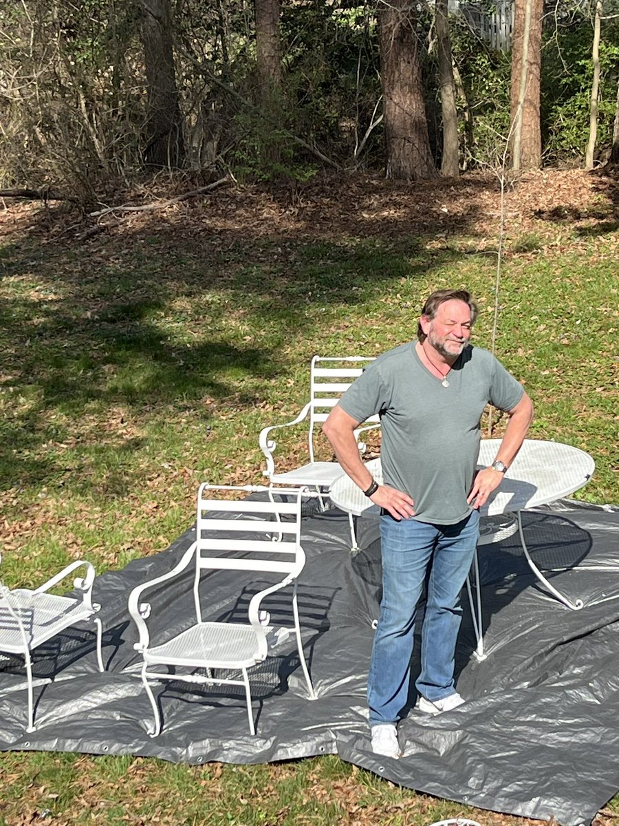 Have ya'll ever read the book, 'If You Give A Mouse A Cookie'?... yeah HER version is 'if you give a wife clean deck rails, she's going to want the chairs painted too!' 🤪