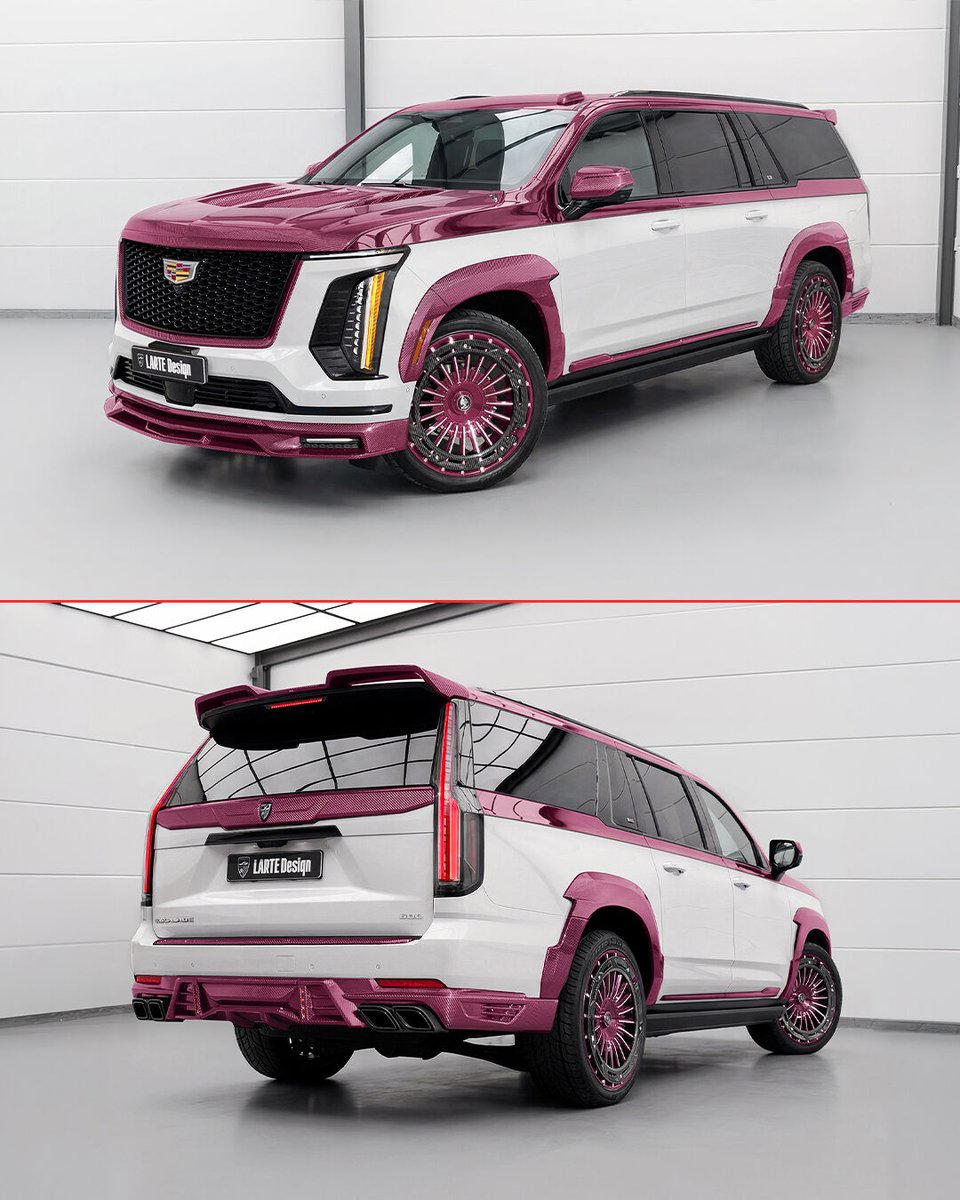 autoevolution's tweet image. If you have had enough of the white, black and gray SUVs, here comes the Cadillac Escalade by Larte Design, wearing pink as if it were the new black

#lartedesign #cadillac #escalade #customsuv #tuner #pinkcarbon #suv #cadillacescalade #customescalade #lartedesignescalade