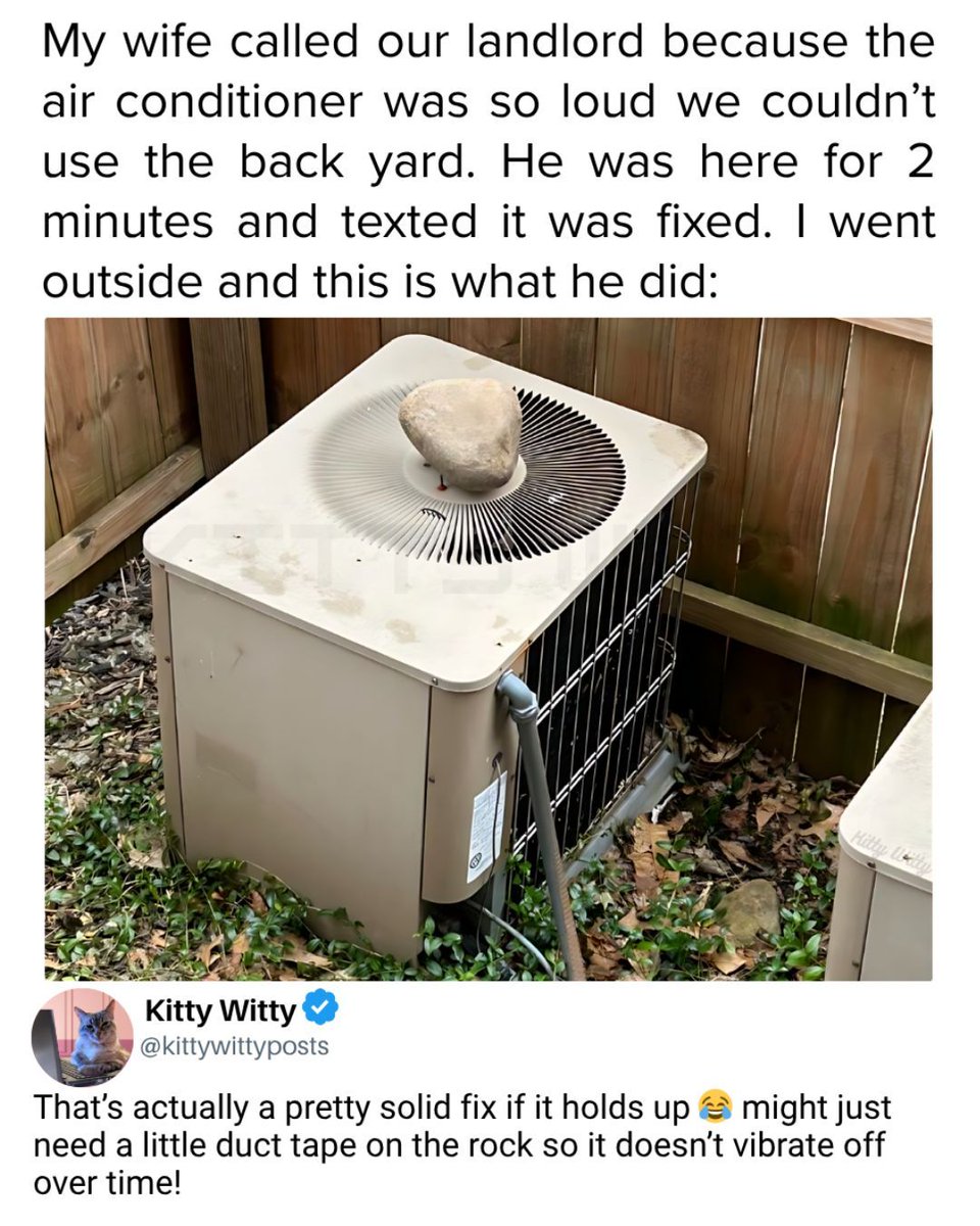 kittywittyposts's tweet image. Sometimes quick fixes aren’t exactly what you expect, especially when it comes to home repairs. Instead of addressing the root issue, solutions like this just quiet the problem for the moment. 
#landlordlife #homefix #relatable