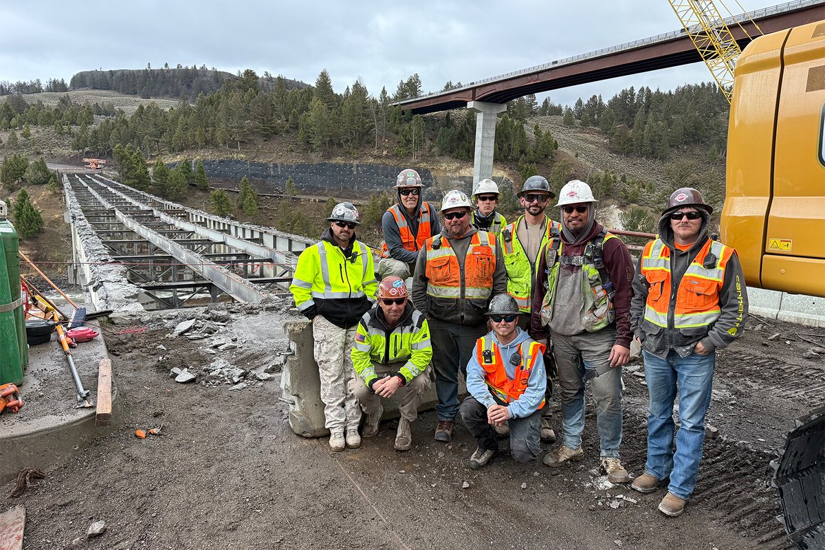 rlwconstruction's tweet photo. After three seasons of work, demolition of the original Yellowstone River Bridge is underway!

Built in 1961, the old crossing has carried millions into the park. Now, 175 feet above the river, the new bridge stands ready to carry that legacy forward for generations to come. https://t.co/I2oOPKgFit