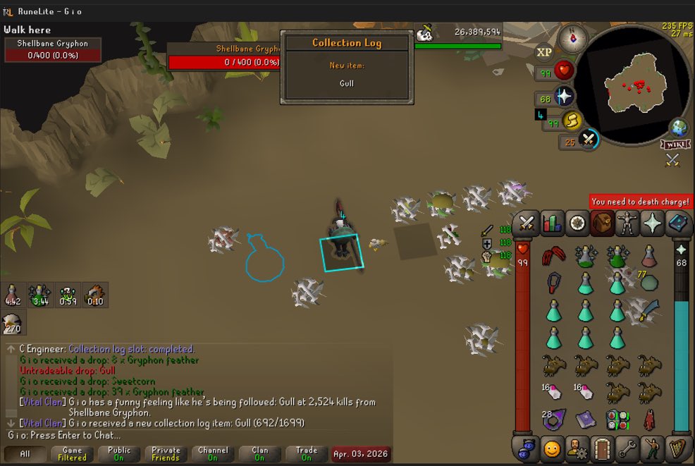 gio_osrs's tweet photo. Pet #30 - Gull at 2,524kc https://t.co/akBayTePna