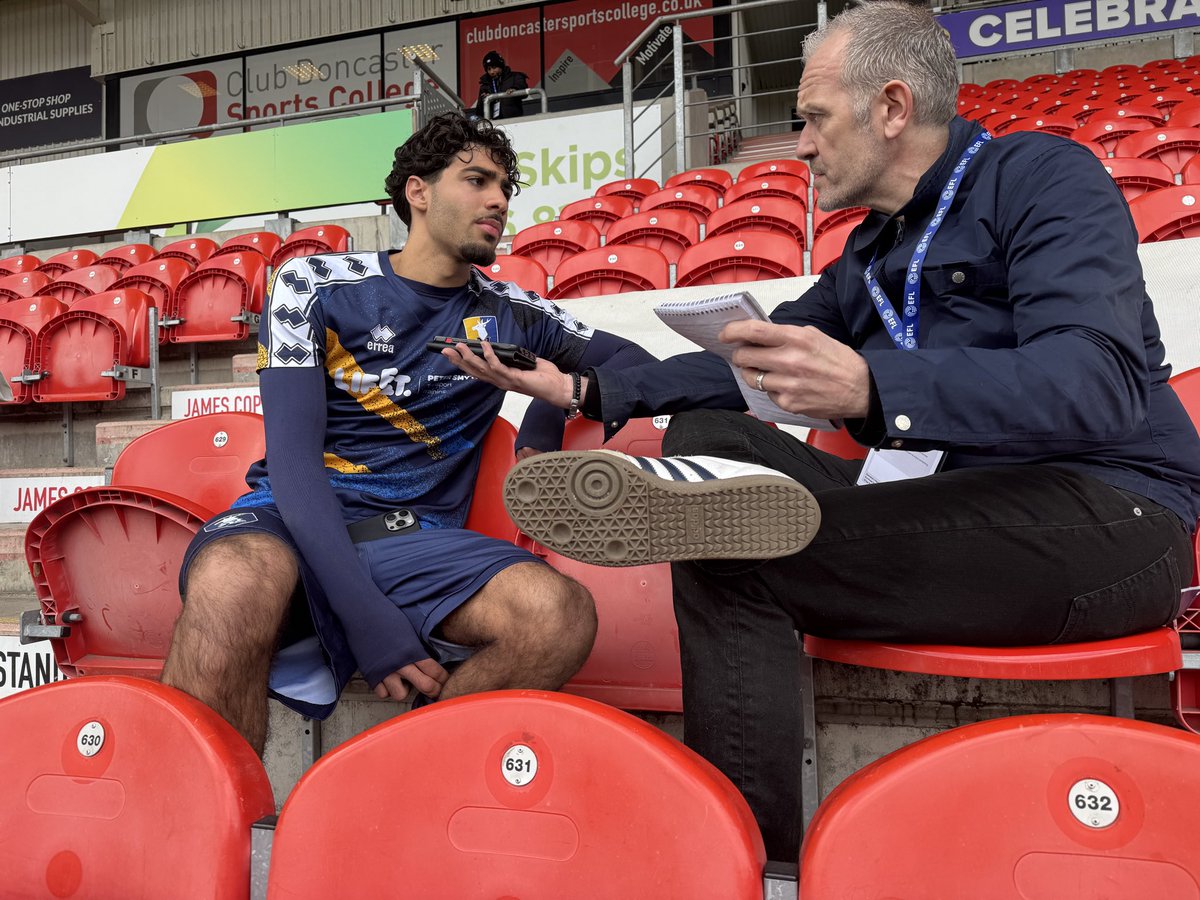 JimmyAbbott1's tweet photo. Monumental win for @mansfieldtownfc away at Donny. Raucous away support. I was slumming it in the press box. Good to win ugly - second goal would have graced any pitch. https://t.co/E41ig9L2nR