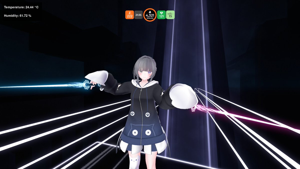 blaze_5161's tweet image. Good morning/Good night! ✨

I've finished a 6.4-hour VR session, burning 4321 kcal in #YUR 🔥
HR mean/p25/p50/p75: 128/122/128/135 bpm
I "only" played 120 of this 3103-map playlist 😄

Thank you for all the ❤️ &amp;amp; support! 🤗
Avatar: Moe | Outfit: Poppin'Cat

#VR #VRFitness #Moe3D