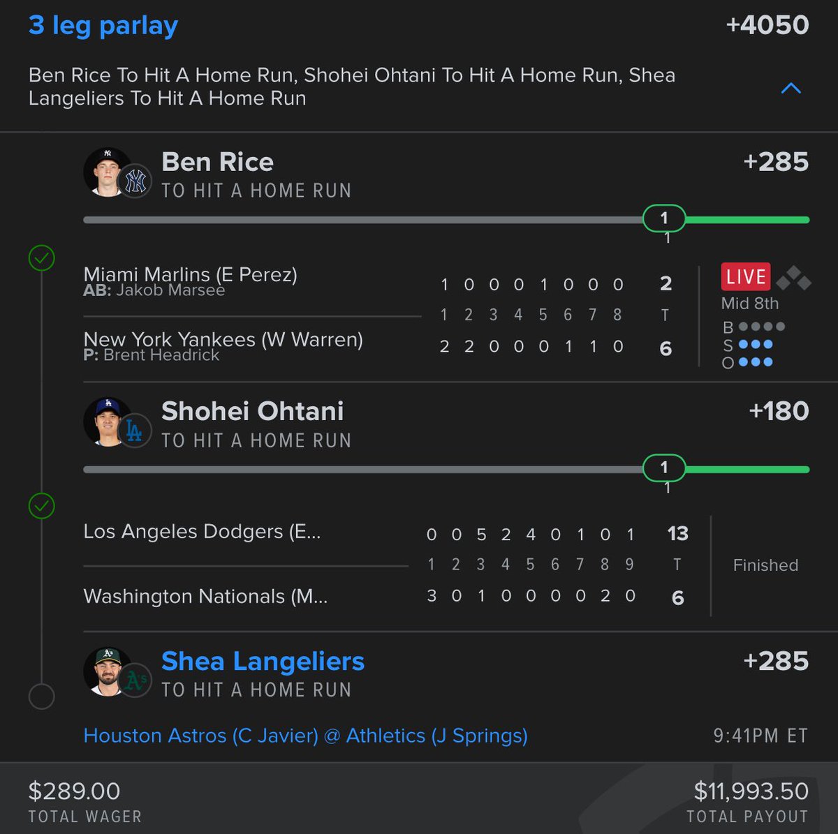 MndOvrMny's tweet photo. $250 TO SOMEONE WHO ❤️/RT

Ohtani ✅ Rice ✅ Just waiting on Shea

Please tell me you tailed this one 🙏🏽 https://t.co/g8HHzuX37y
