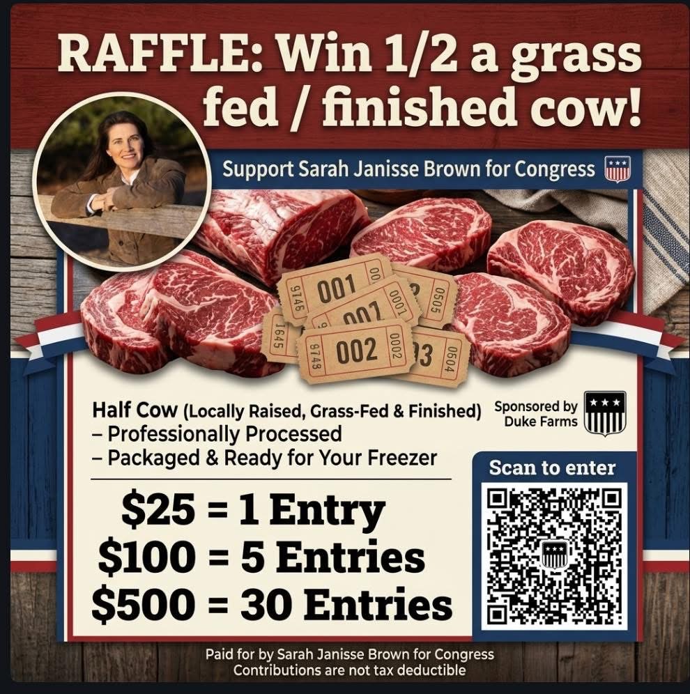 KColbertReport's tweet image. INDIANA

Great Idea! 

Non-Tax-deductible Contribution provides chance for 1/2 a cow.  

Contributions are providing funding for the #AmericaFirst candidate @sarahofindiana.  

Win/Win

Scan the code to enter! 

@LGMicahBeckwith @vote4mdavis @MicahBeckwith @GovBraun 
@Jim_Banks