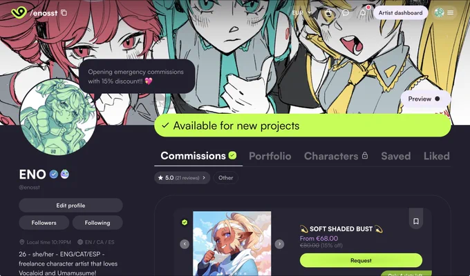 I can't believe it but I GOT ACCEPTED IN DOKOMI!! That's why I'm offering EMERGENCY commissions with a 15% discount so I can afford to pay for the booth! Any kind of sharing is be incredibly appreciated thank you!! You can request yours via DM or Vgen!! link to it below