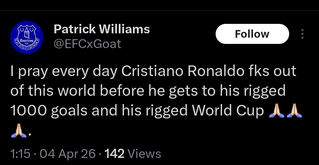 I’m genuinely speechless at this point.
Football is meant to be enjoyed—it’s entertainment, nothing more.
I support Cristiano Ronaldo, you might support Lionel Messi, and that’s completely fine.
But making threats over it is absolutely unacceptable.