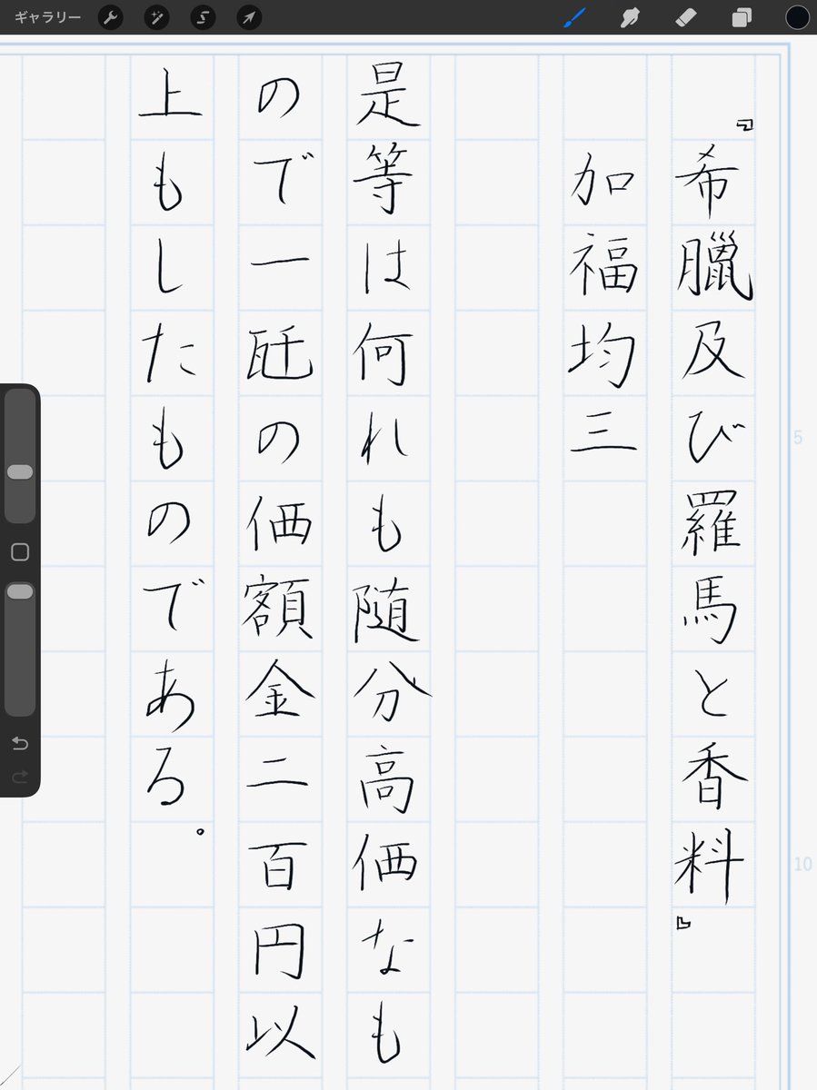 おはようございます。
iPad Pro

『希臘及び羅馬と香料』加福均三
#朝活書写 No.2367
#朝活書写_2367
2026.04.04