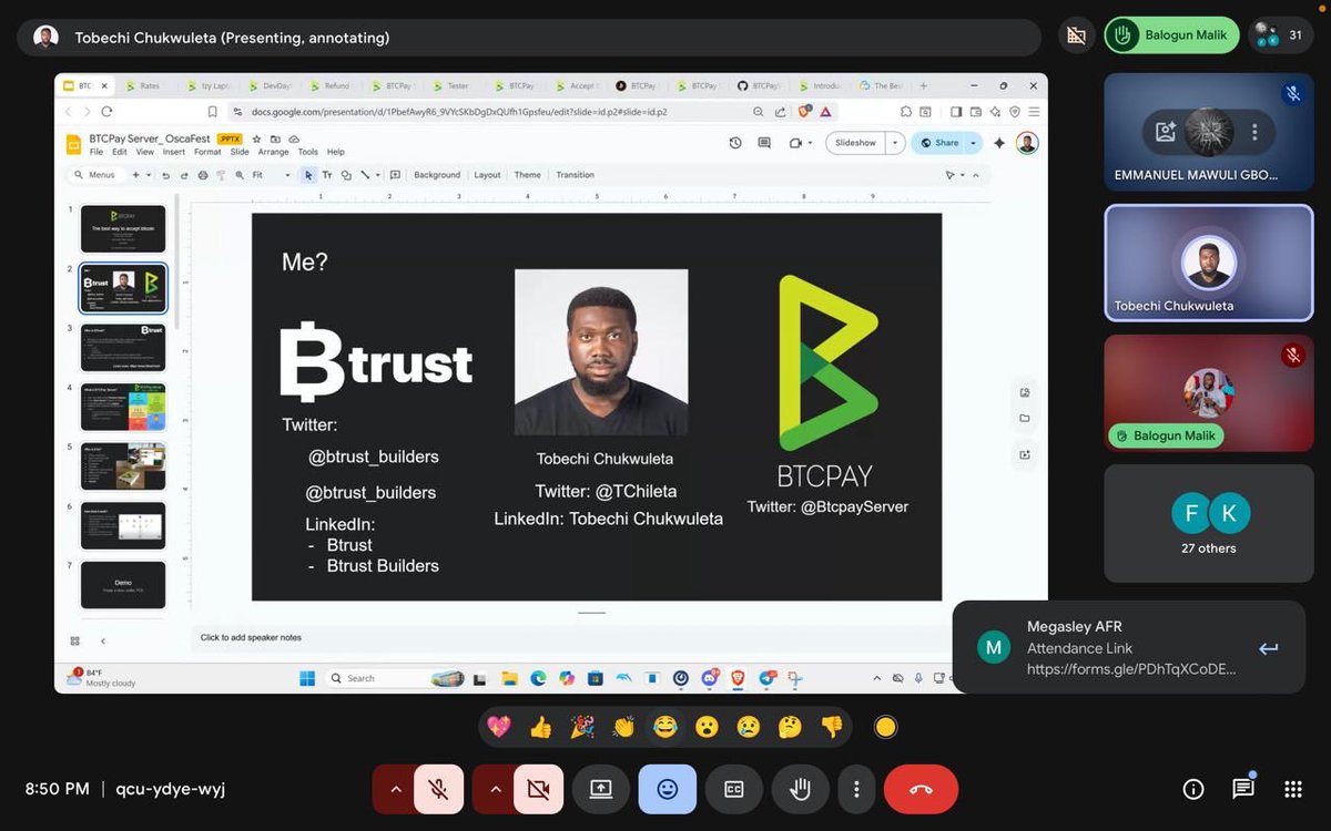 bitcoin_aves's tweet photo. The final session of the @FreeRoutingAf Lightning Integration Masterclass has officially wrapped up.  

Huge thanks to @TChileta for the hands-on walkthrough on setting up BTCPay Server, super practical and insightful. 💪🏼

Big appreciation as well to @JJ_the_creator and @megasley for putting everything together and making this workshop a success.  🙌 🧡

Grateful for the knowledge shared and the energy throughout the sessions. On to building and integrating ⚡️🚀