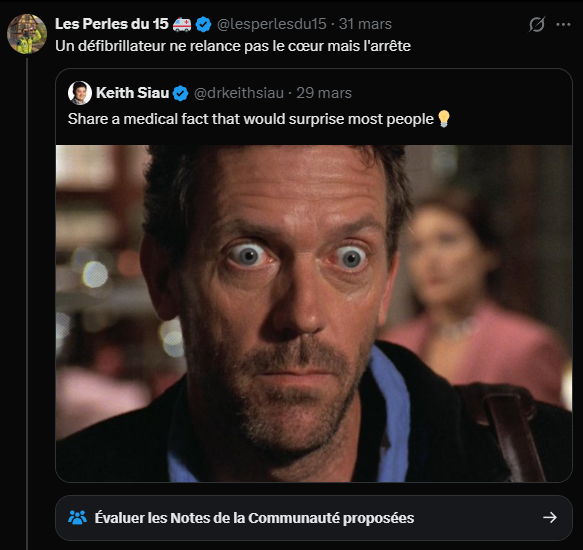 ____Dopamine___'s tweet photo. Comment semer le trouble chez des milliers de personnes en racontant n'importe quoi.

Non, une défibrillation dans le cadre d'un ACR n'arrête pas le cœur (bien au contraire). L'auteur confond avec la cardioversion, qui peut en effet provoquer une brève pause. https://t.co/YuR7jKfNCL